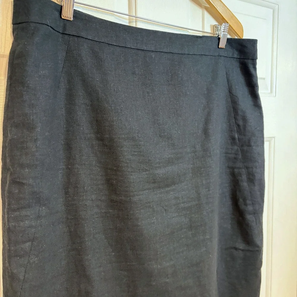 Chadwicks of Boston Black Linen Blend Pencil Skirt 16 Tall Lined Timeless Office - Picture 9 of 9